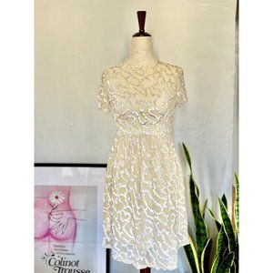 Vintage Silk Crepe + Velvet A-line Dress